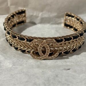 CHANEL Gold and Black Chain Bracelet